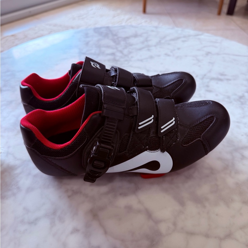 Peloton Black Cycling Shoes with Red Cleat